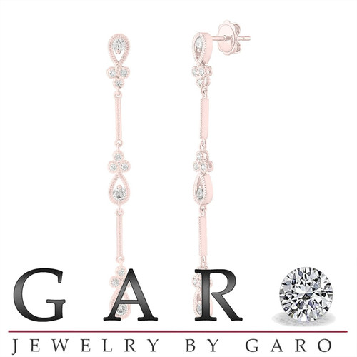 Enchanting Diamond Drop Earrings in White and Rose Gold