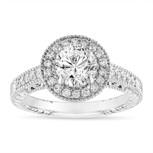 1.29 Carat Diamond Engagement Ring, Scroll Detailing GIA Certified ...