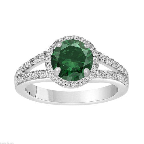 1.69 Carat Green Diamond Engagement Ring, Halo Engagement Ring, 14K ...