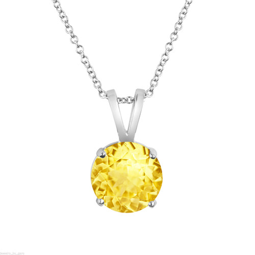 Natural Yellow Sapphire Heart Pendant Necklace 10K Yellow Gold 17