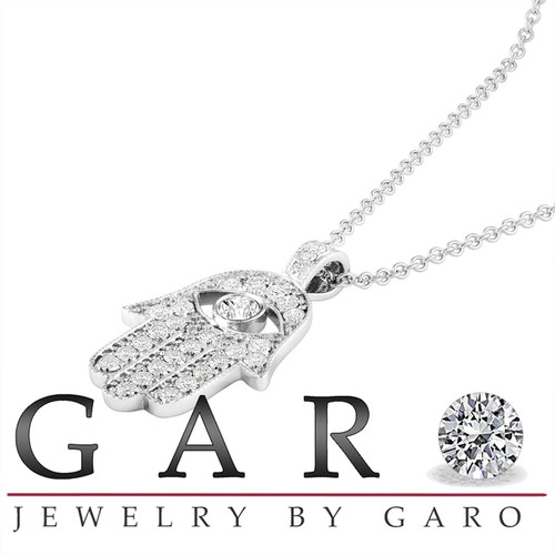 Buy Diamond .47 ctw Hamsa Hand Protective Pendant and Necklace 14k White  Gold Online | Arnold Jewelers