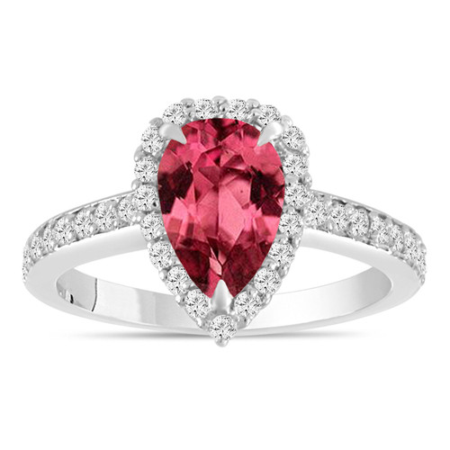 1.75 Carat Pink Tourmaline Engagement Ring, Pear Shaped Engagement Ring ...