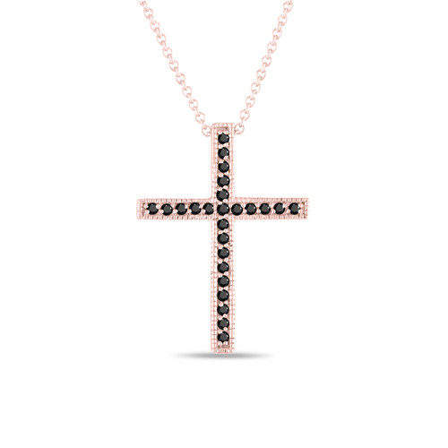 Unique White Blue Black Diamond Cross Pendant 1.5ct 10K Black Plated Gold  000670