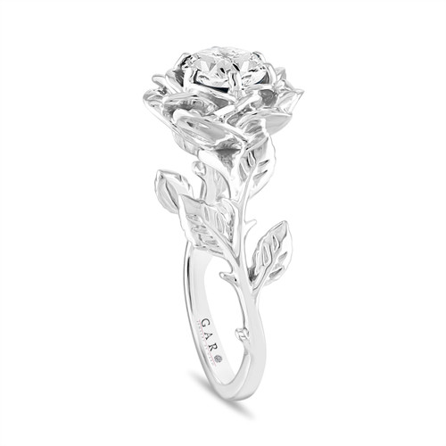 Floral Diamond Engagement Ring, Unique Rose Flower D Color Flawless 0. ...