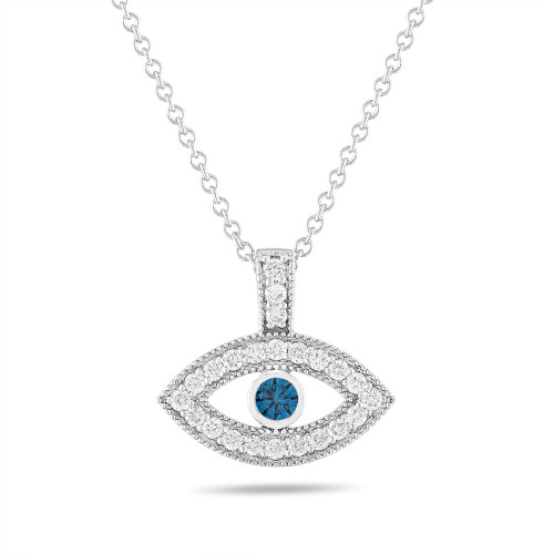 Platinum Evil Eye Diamond Pendant Necklace, Blue Diamond Eye Unique 0. ...