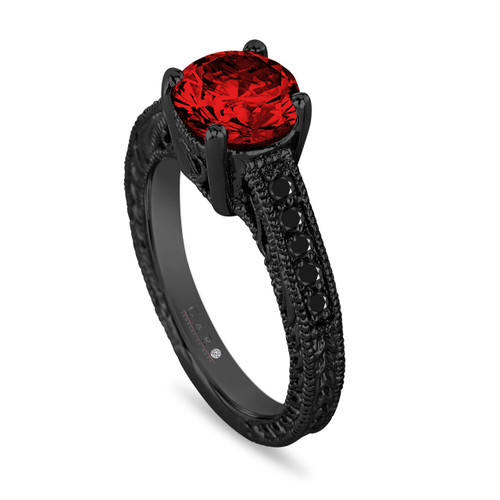 1.50 Carat Red Ruby Princess cut and Moissanite Diamond Engagement Bri –  agemz