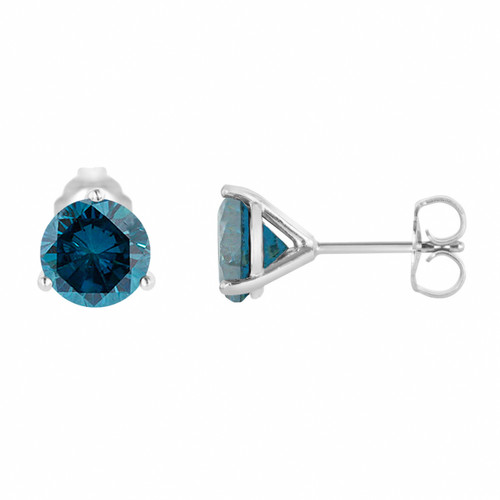 Platinum Blue Diamond Martini Earrings, 1.02 Carat Solitaire Stud ...