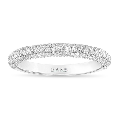 Platinum Three Row Diamond Wedding Band, Half Eternity Unique