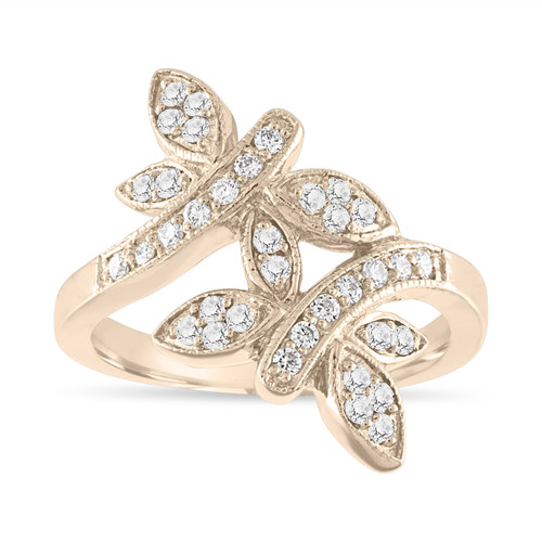 Diamond 18 Karat Yellow Gold Butterfly Ring Modern New | eBay