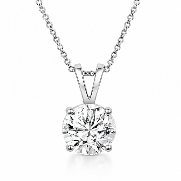 Natural Diamond Solitaire Pendant Necklace 0.50 Carat GIA Certified 14K White Gold, Yellow Gold Or Rose Gold Unique Handmade