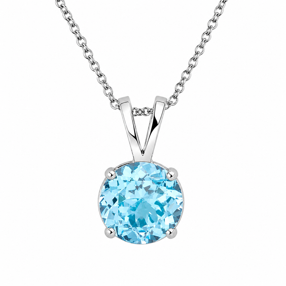 Platinum Aquamarine Solitaire Pendant Necklace 1.70 Carat Certified Handmade