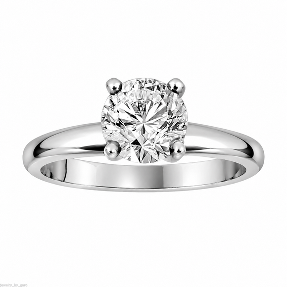 0.50 Carat GIA Certified Diamond Solitaire Engagement Ring 14K White Gold Handmade