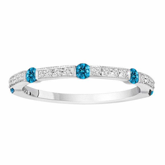 Platinum 0.44 Carat Blue Diamond Wedding Anniversary Band Unique Handmade