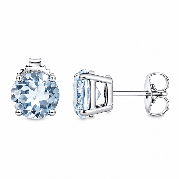 Aquamarine Stud Earrings 1.70 Carat 14K White Gold, Yellow Gold Or Rose Gold Certified Handmade 