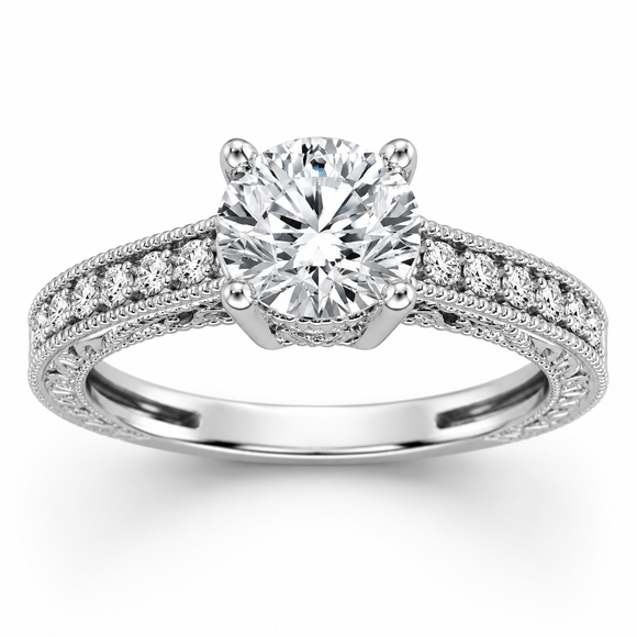 Platinum Natural Diamond Filigree Engagement Ring 1.16 Carat GIA Certified Handmade