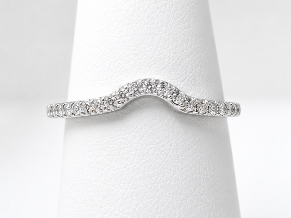 Diamond Curve Wedding Band 14K White Gold  Handmade 0.20 Carat
