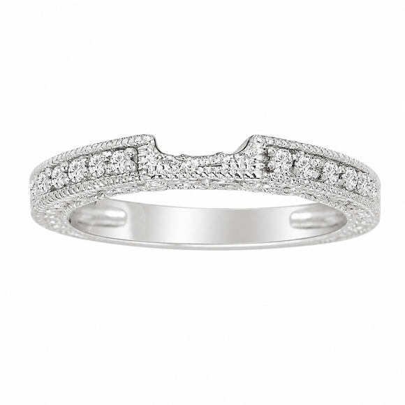 Diamond Curve Wedding & Anniversary Band 0.15 Carat 14K White Gold or Rose Gold Certified Handmade 