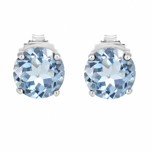 4 Carat Aquamarine Stud Earrings 14K White Gold Handmade Certified
