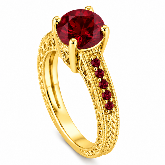 2.25 Carat Unique Garnet Engagement Ring 14K Yellow Gold, Rose Gold White Gold Birthstone Certified Handmade