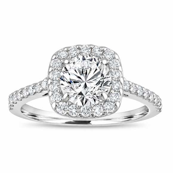 1.58 Carat Natural Diamond Halo Engagement Ring, Cushion Cut Bridal Ring 14K White, Yellow Or Rose Gold GIA Certified Handmade