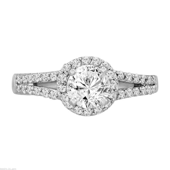 Platinum Diamond Unique Halo Engagement Ring 1.03 Carat GIA Certified Handmade