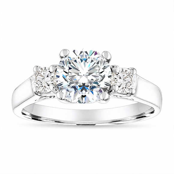 Platinum Three Stone Natural Diamond Engagement Ring 1.50 Carat GIA Certified Handmade