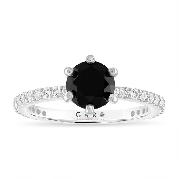 1.62 Carat Black Diamond Engagement Ring 14K White Gold Or Rose Gold Unique Certified Handmade