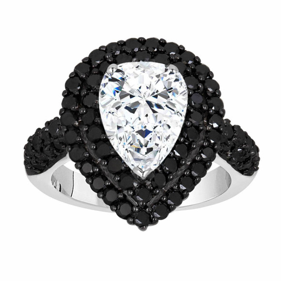 Pear Shaped Lab Grown Diamond Engagement Ring, 2.90 Carat 14K White Gold IGI Certified Handmade