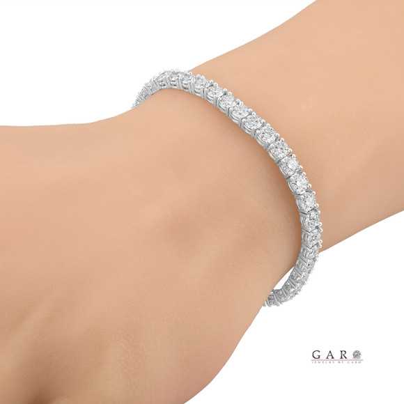 8.60 Carat Natural Diamond Tennis Bracelet 14K White Gold or Yellow Gold Handmade Certified