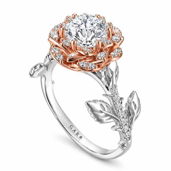 1.36 Carat Lab Grown Diamond Floral Halo Engagement Ring Rose Flower Anniversary Ring  IGI Certified 14K Rose Gold Unique Handmade