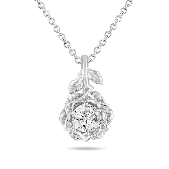 1.01 Carat Lab Grown Diamond Floral Pendant Necklace 14K White Gold, Rose Gold Or Yellow Gold Rose Flower IGI Certified Unique Handmade 1.01 Carat Lab Grown Diamond Floral Pendant Necklace 14K White Gold, Rose Gold Or Yellow Gold Rose Flower IGI Certified Unique Handmade