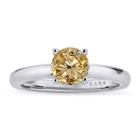 Champagne Diamond Solitaire Engagement Ring 1.01 Carat 14K White Gold Unique Certified Handmade Champagne Diamond Solitaire Engagement Ring 1.01 Carat 14K White Gold Unique Certified Handmade