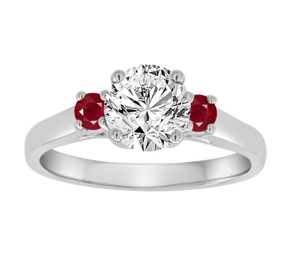 Lab Grown Diamond and Rubies Three Stones Engagement Ring 1.25 Carat IGI Certified 14K White Gold Unique Handmade Lab Grown Diamond and Rubies Three Stones Engagement Ring 1.25 Carat IGI Certified 14K White Gold Unique Handmade