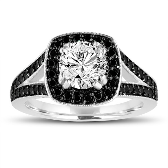 1.57 Carat Near Colorless Lab Grown Diamond Halo Engagement Ring 14K White Gold Unique IGI Certified Handmade