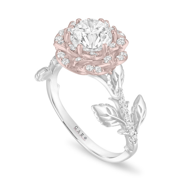 Custom Order Platinum & 14K Rose Gold 1.36 Carat Lab Grown Diamond Floral Halo Engagement Ring Rose Flower Anniversary Ring IGI Certified Unique Handmade Custom Order Platinum & 14K Rose Gold 1.36 Carat Lab Grown Diamond Floral Halo Engagement Ring Rose Flower Anniversary Ring IGI Certified Unique Handmade