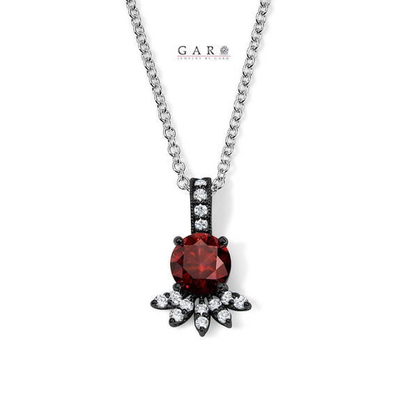 Red Diamond Floral Pendant Necklace, Unique Petal Design, 1.21 Carat 14K Black Gold Certified Handmade Red Diamond Floral Pendant Necklace, Unique Petal Design, 1.21 Carat 14K Black Gold Certified Handmade