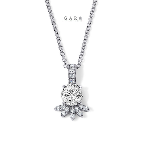 Nature Inspired Diamond Blossom Floral Pendant Necklace Unique Diamond Petal Design 1.21 Carat GIA Certified 14K White Gold Rose Gold or Yellow Gold Handmade 