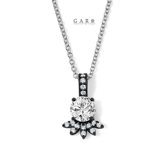 Lab Grown Diamond Floral Pendant Necklace, Unique Anniversary Gift, 1.21 Carat IGI Certified 14K Black Gold Vintage Style Handmade Lab Grown Diamond Floral Pendant Necklace, Unique Anniversary Gift, 1.21 Carat IGI Certified 14K Black Gold Vintage Style Handmade