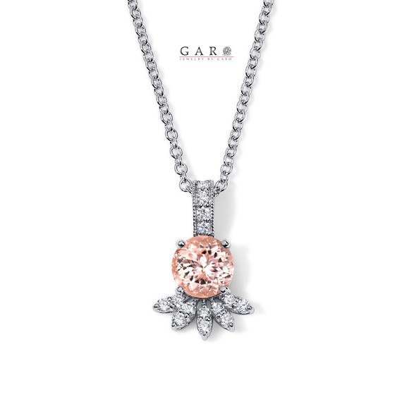 Morganite Blossom Pendant Necklace, Unique Floral Design, 1.10 Carat 14K White Gold Certified Handmade Morganite Blossom Pendant Necklace, Unique Floral Design, 1.10 Carat 14K White Gold Certified Handmade