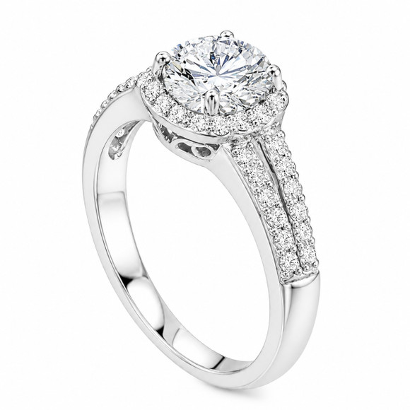 Platinum Natural Diamond Halo Engagement Ring 1.35 Carat Filigree Gallery GIA Certified Handmade
