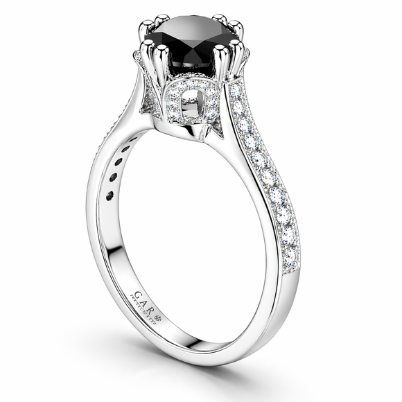 Platinum Black Diamond Engagement Ring 1.83 Carat Certified Handmade 