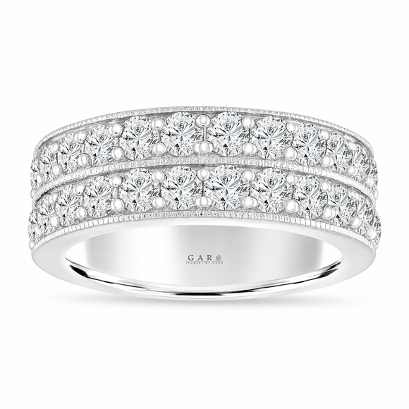 2.64 Carat Men’s Diamond Wedding Band 8mm Two Row Pave 14K White Gold, Yellow Gold Or Rose Gold Handmade