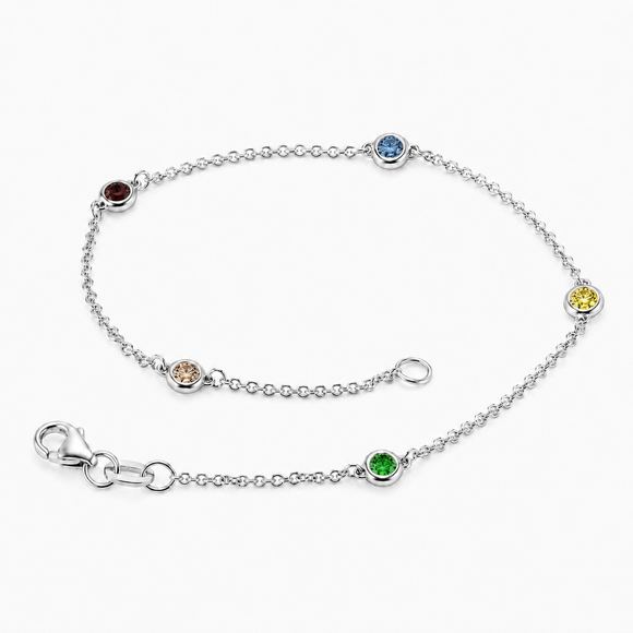 Custom Order Multi Fancy Color Diamond Station Bracelet 0.25 Carat 14K White Gold Handmade