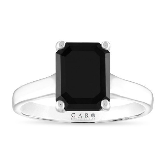 Custom Order 2.50 Carat Emerald Cut Black Diamond Solitaire Engagement Ring, Anniversary Ring, 14K White Gold or Rose Gold Certified Handmade