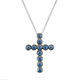 GOLD BLUE DIAMOND CROSS PENDANT NECKLACE VINTAGE STYLE 14K BLACK 0.38 CARAT