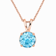 1.70 Carat 14K Rose Gold Aquamarine Solitaire Pendant Necklace Handmade
