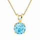 1.70 Carat Aquamarine Solitaire Pendant Necklace 14K Yellow Gold Handmade Certified
