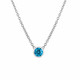 0.50 Carat Blue Diamond Solitaire Pendant Necklace 14K White Gold Low Bezel Set Certified Handmade