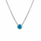 Blue Diamond Solitaire Pendant Necklace Low Bezel Set 0.25 Carat 14K Yellow or White Gold Certified Handmade 
