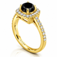Black Diamond Halo Engagement Ring 1.41 Carat 14K White Gold, Yellow Gold Or Rose Gold Unique Certified Handmade
